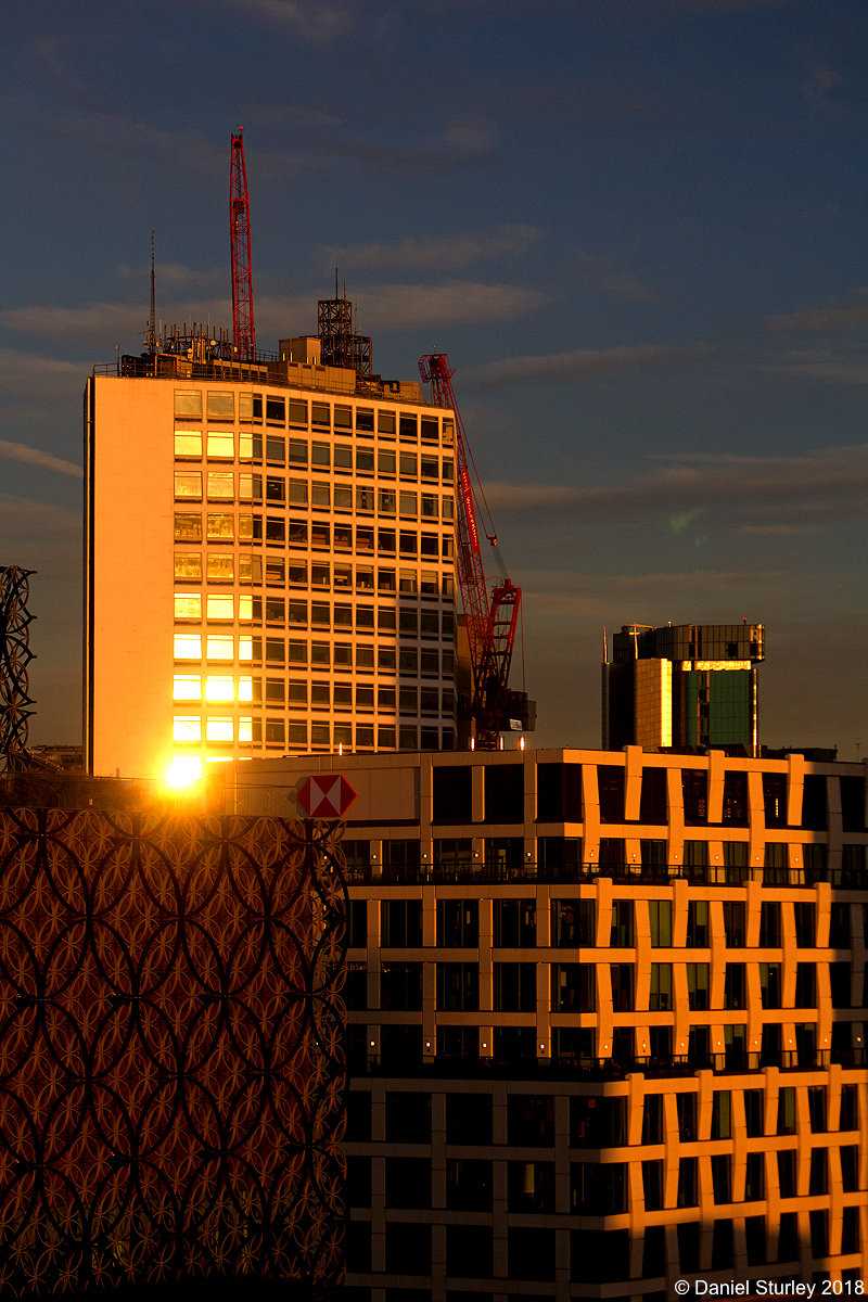 Birmingham, the Low Sun Glints off Alpha Tower - October 2018